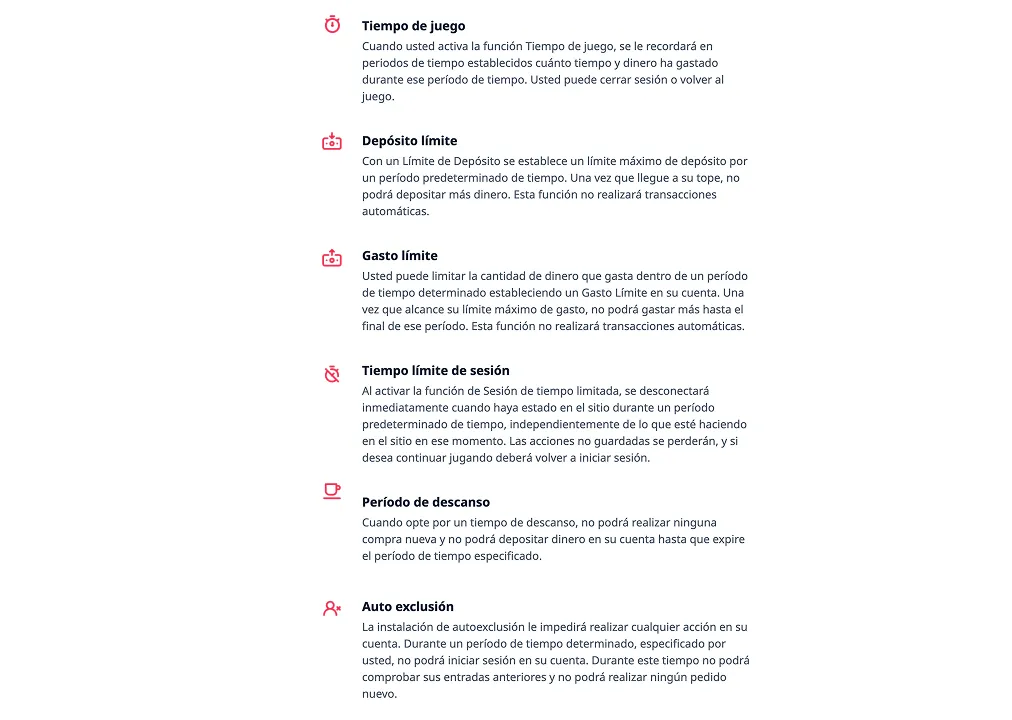 Herramientas de juego responsable